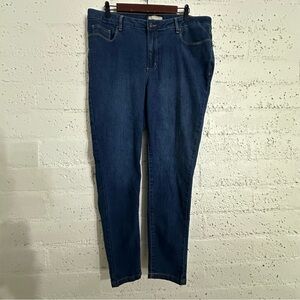 Woman Within Womens Plus Jeans 16W Blue Denim Cotton Blend Tapered AB15